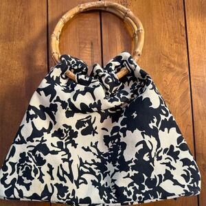 Vintage Cloth with Bamboo Handle Purse